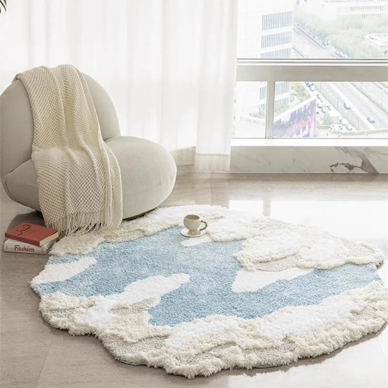 Organische Vorm Kleed - Blue / 120CM Diameter
