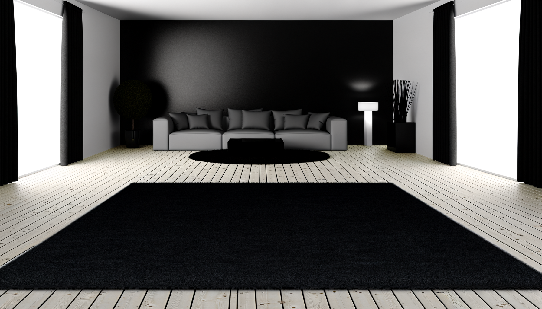 Is een zwart vloerkleed te donker voor het salon?