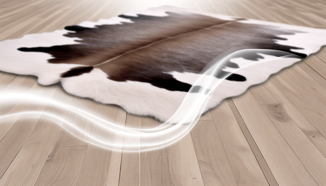 Hoe ruikt een nieuw koeienhuid vloerkleed?