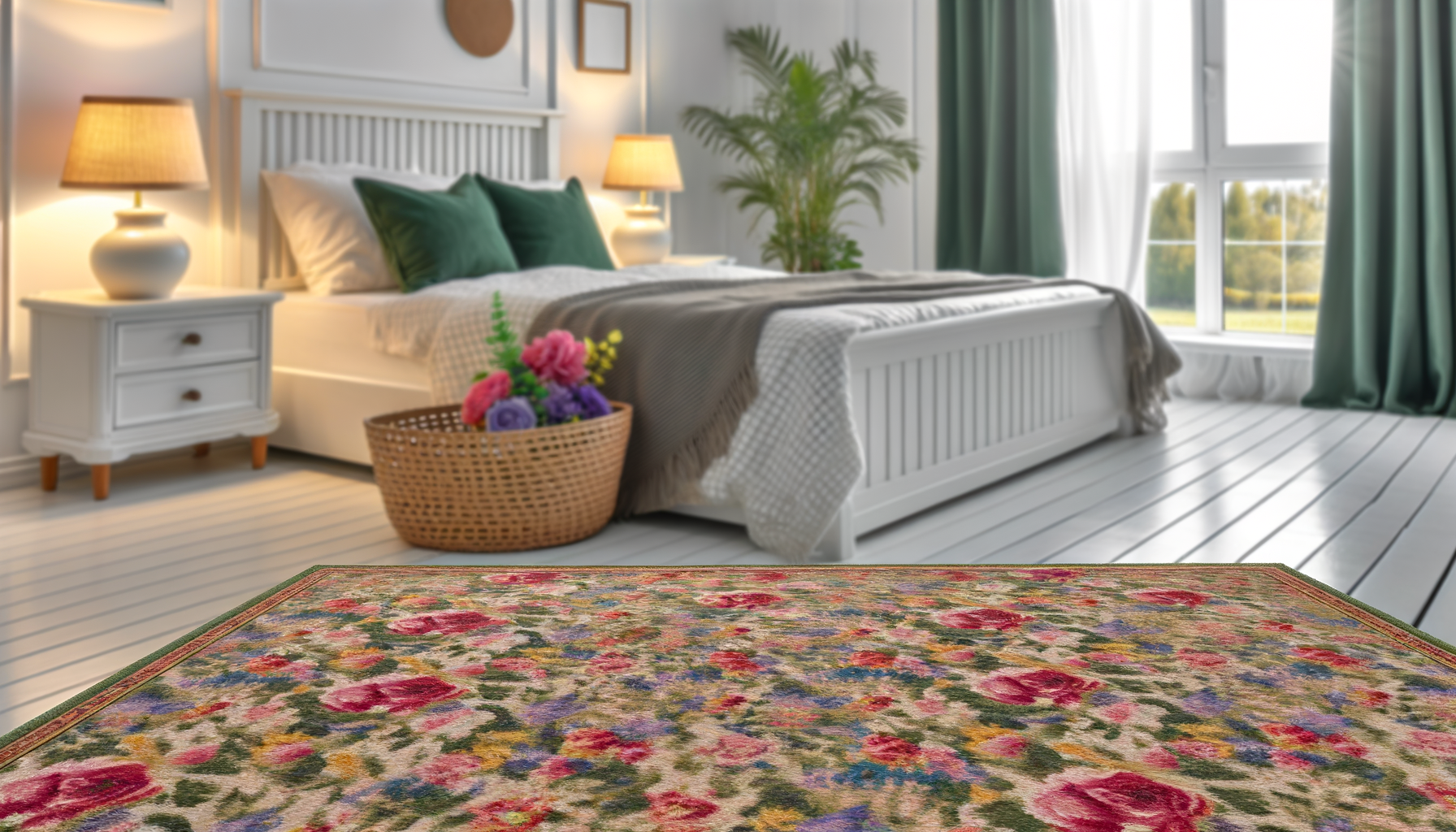 Hoe groot moet een bloemenkleed in de slaapkamer?