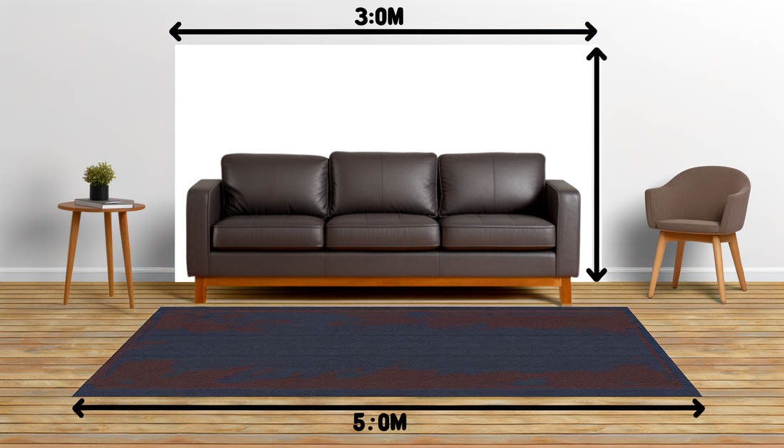 Welke maat vloerkleed past bij een 3-zits bank?