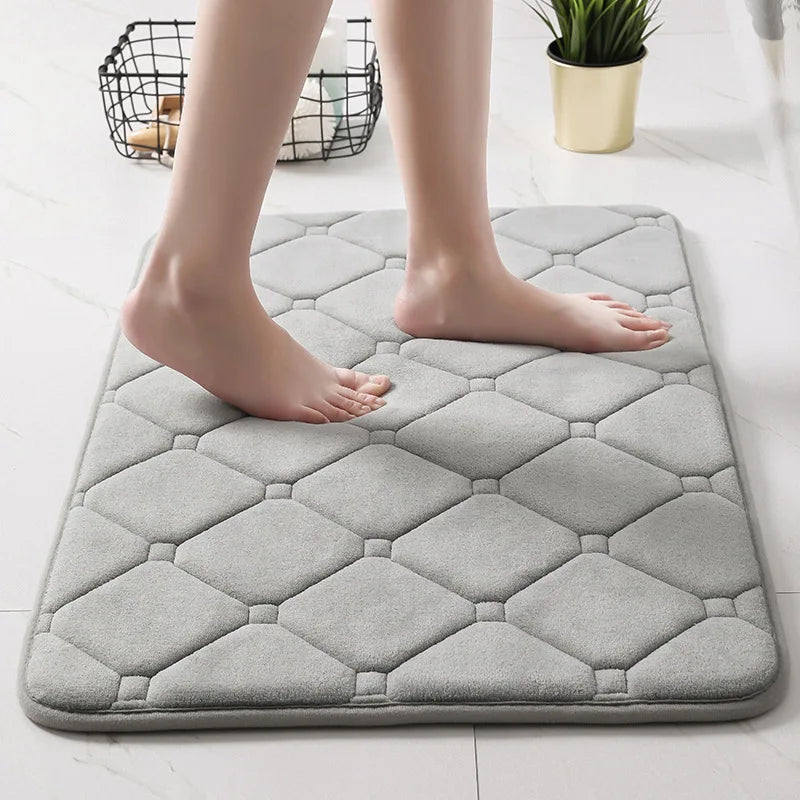 Inyahome Memory Foam Bath Mat Super Water Absorption Machine Washable Bathroom Rug,soft,absorbent Quick Dry Bathmat