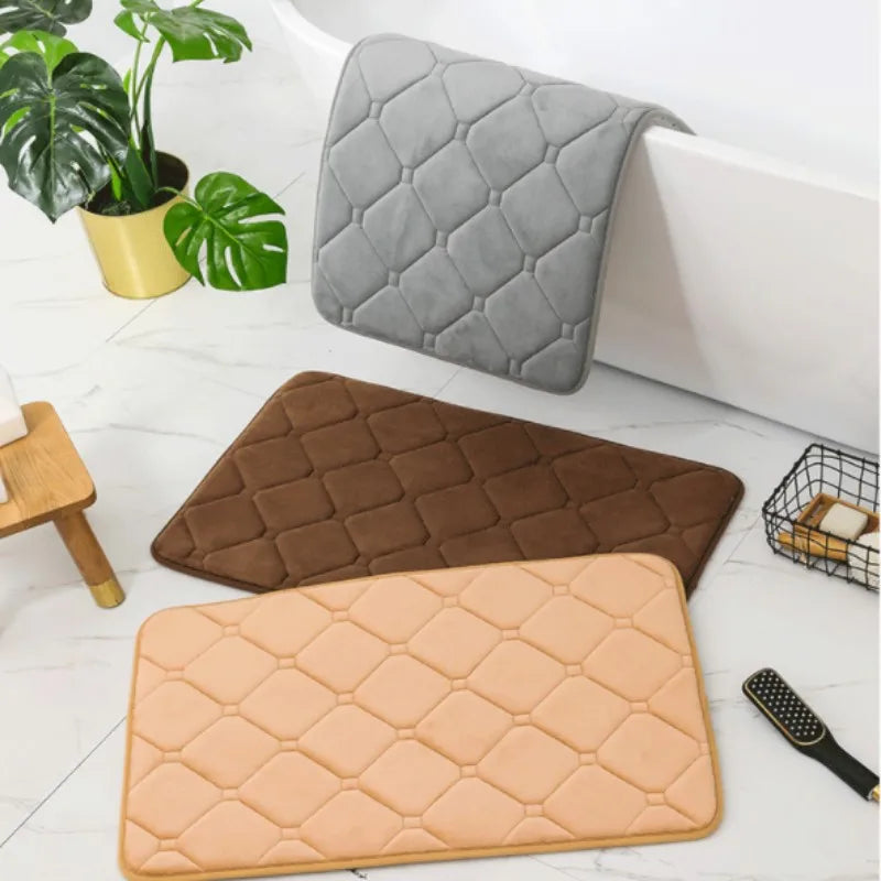 Inyahome Memory Foam Bath Mat Super Water Absorption Machine Washable Bathroom Rug,soft,absorbent Quick Dry Bathmat