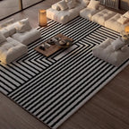 French Simple Living Room Carpet Modern Light Luxury Plush Anti-slip Coffee Table Rug Home Decor Lines Bedroom Soft