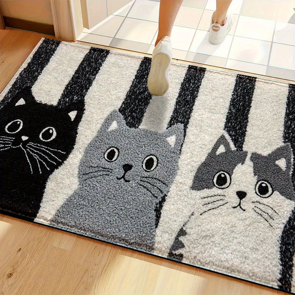Vikama Striped Cartoon Cat Carpet Soft Doormat Waterproof Floor Mat Rug For Bedroom Carpet For Live Room Outdoor Carpet