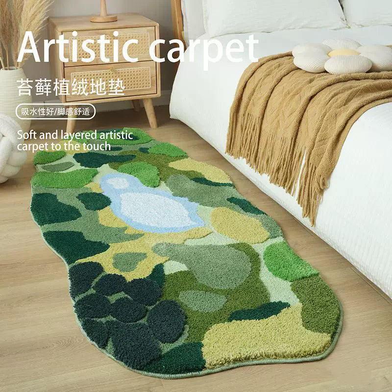 Vloerkleed Organische Vorm Groen - green / 70x175cm / CHINA