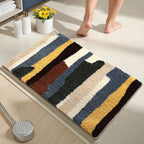 Geometric Bath Mat | Super Soft Microfiber Plush Rug | Quick Drying & High Absorbency | Abstract Striped Modern