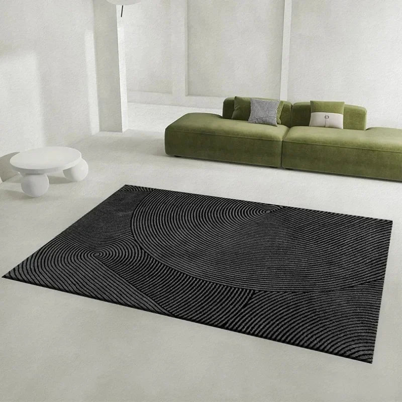 Carpet For Living Room Home Decor Modern Minimalist Black Large Area Bedroom Rug Abstract Striped Fashion Cloakroom Mat