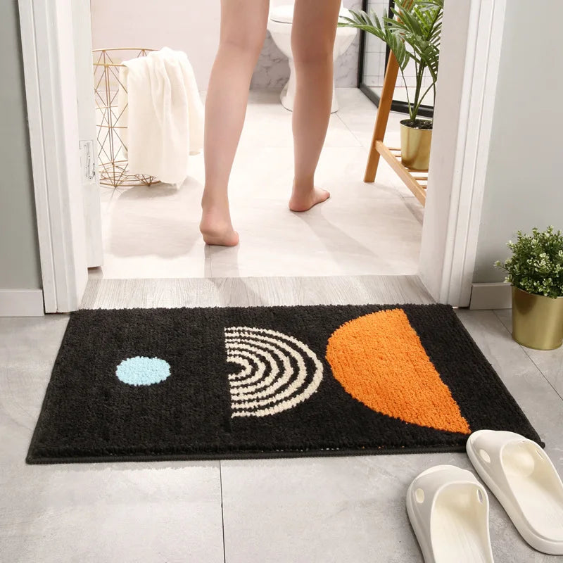 Modern Abstract Art Microfiber Bath Mat Flocking Bathroom Rug Decorative Carpet Non-slip Absorbent Shower Door Mat Foot