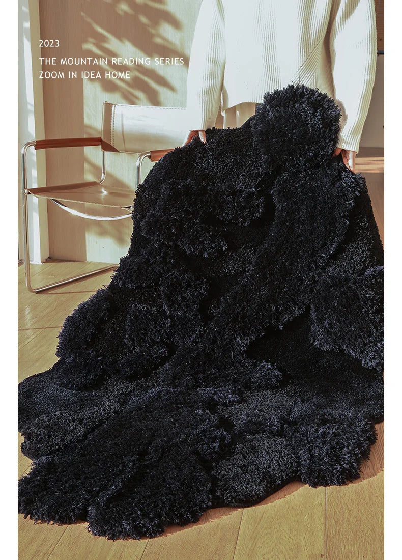 Organische Vorm Vloerkleed Groot - black / 80X150CM / CHINA
