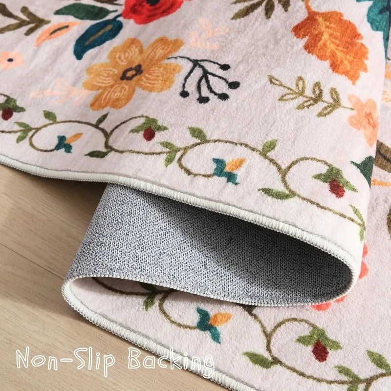 Vloerkleed Bloemen Zwart