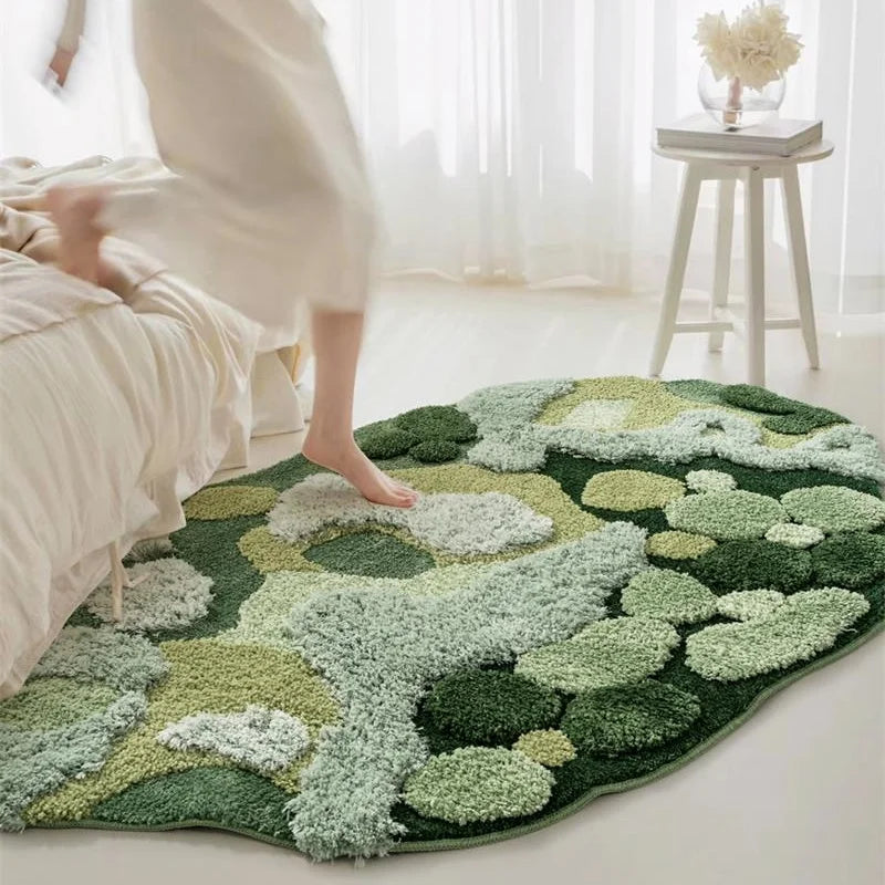 Vloerkleed Organische Vorm Hoogpolig - green / About 110x180cm / CHINA