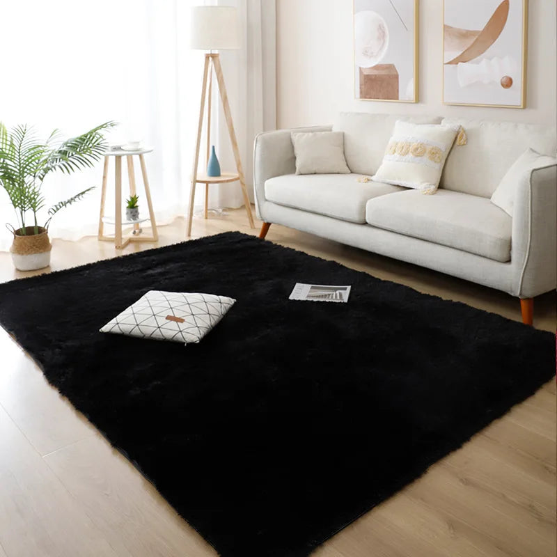 Vloerkleed Hoogpolig Zwart - 40x60cm